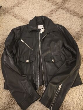 Skylar + Madison Black Faux Leather Biker Jacket
